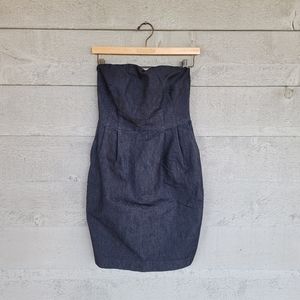 EXPRESS dark denim strapless dress size 2